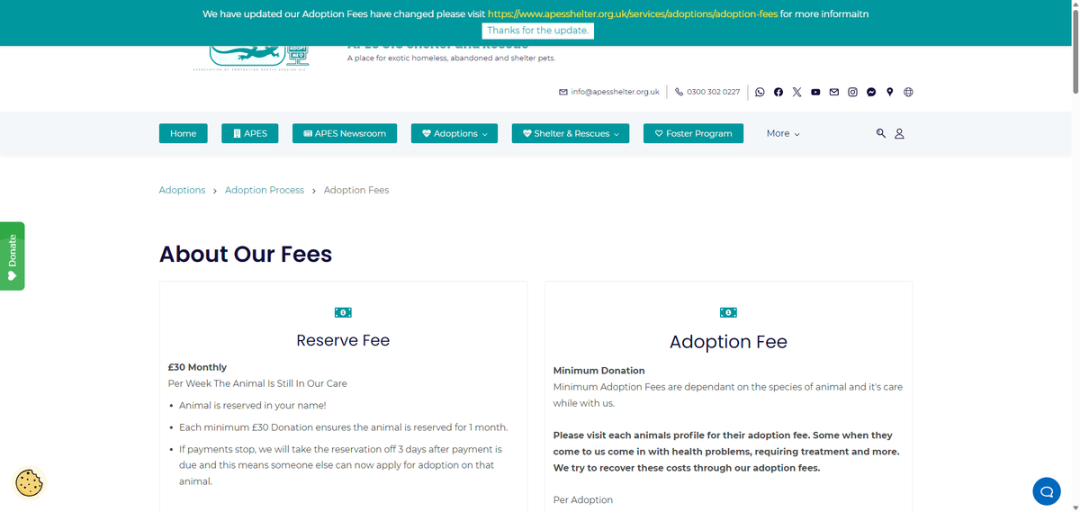 Exciting News: Our Adoption Fees Page Has Been Updated!