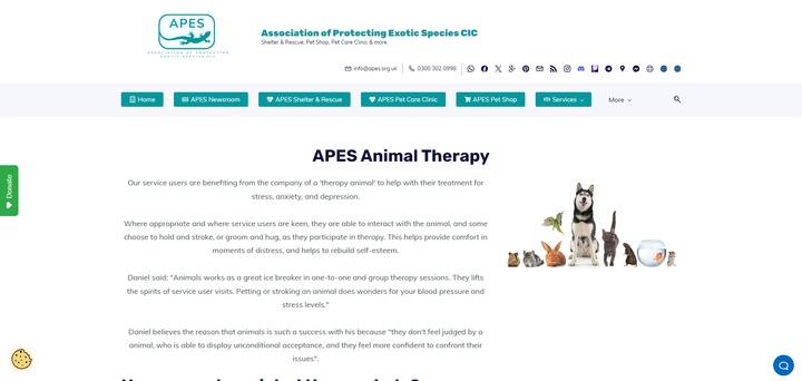 Enhancing Well-being: APES Launches Improved Animal Therapy Services